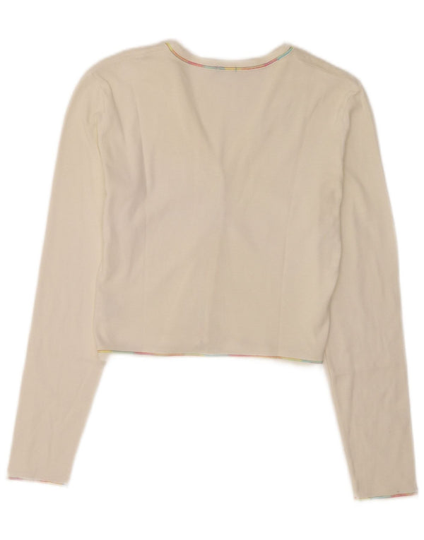 Benetton Womens Crop Cardigan Sweater UK 8 Small White