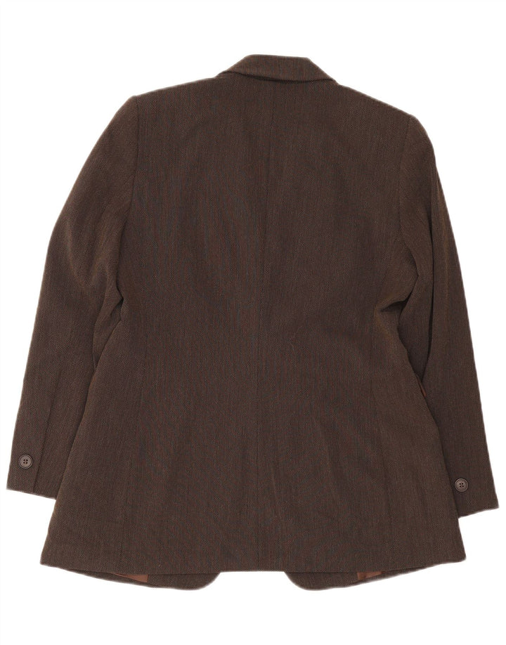 Marks & Spencer Womens 1 Button Blazer Jacket UK 14 Large Brown Viscose