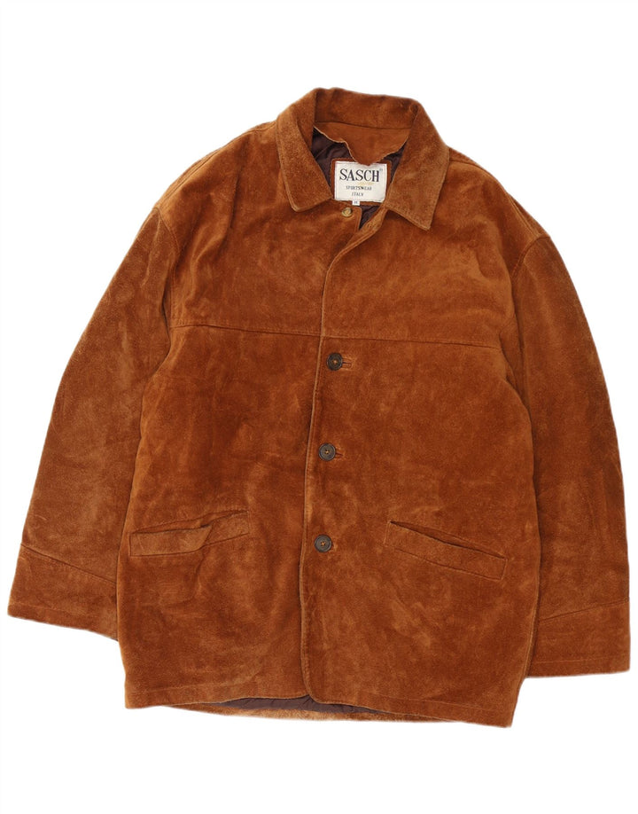 Sasch Mens Suede Jacket UK 38 Medium Brown Leather