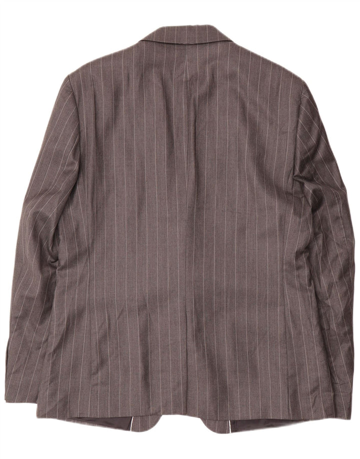 Zara Mens 1 Button Blazer Jacket EU 54 XL Grey Striped