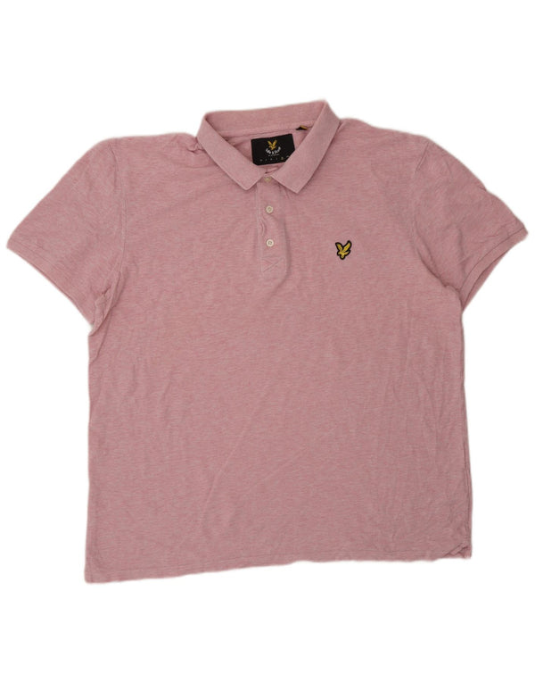 Lyle & Scott Mens Polo Shirt XL Pink Flecked Cotton