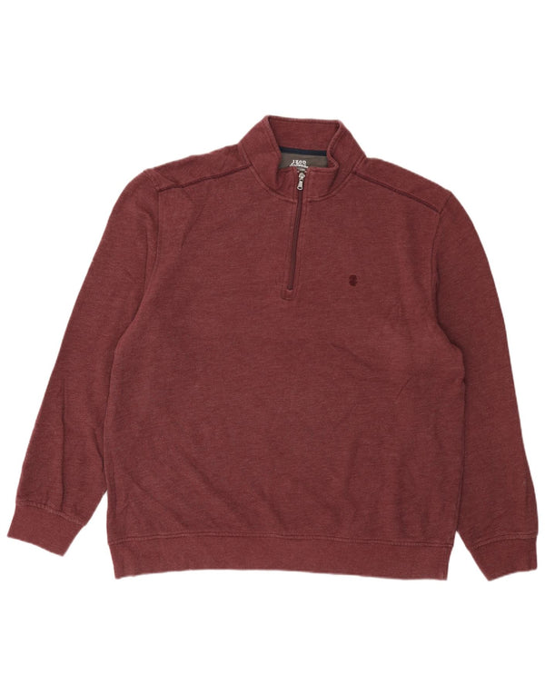 Izod Mens Salt Water Relaxed Fit Zip Neck Sweatshirt Jumper 2XL Burgundy