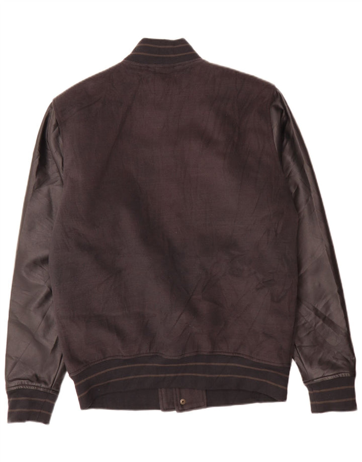 Hollister Mens Graphic Varsity Jacket UK 38 Medium Black Polyester