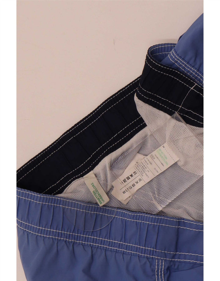 Benetton Mens Swimming Shorts Small Blue Cotton