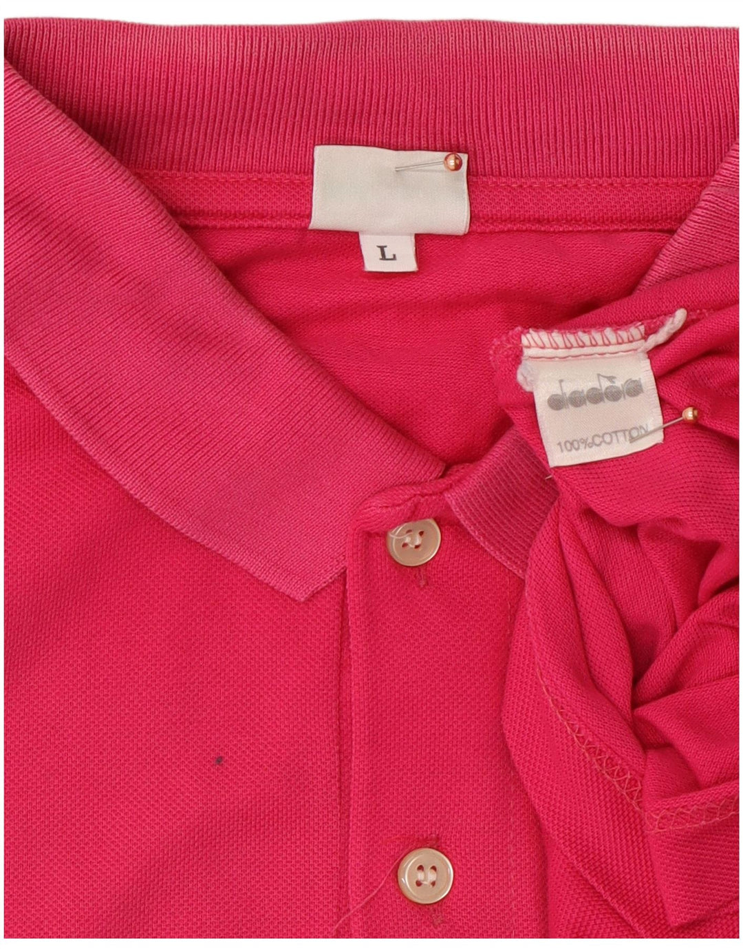 DIADORA Mens Polo Shirt Large Pink Cotton