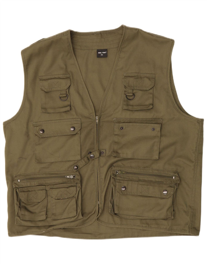 MIL-TEC Mens Utility Gilet UK 44 2XL Khaki Polyester