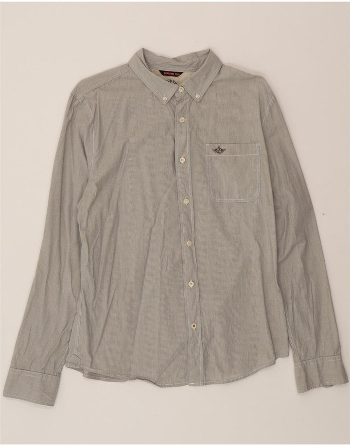 DOCKERS Mens Slim Fit Shirt Medium Grey Pinstripe Vintage Dockers and Second-Hand Dockers from Messina Hembry 