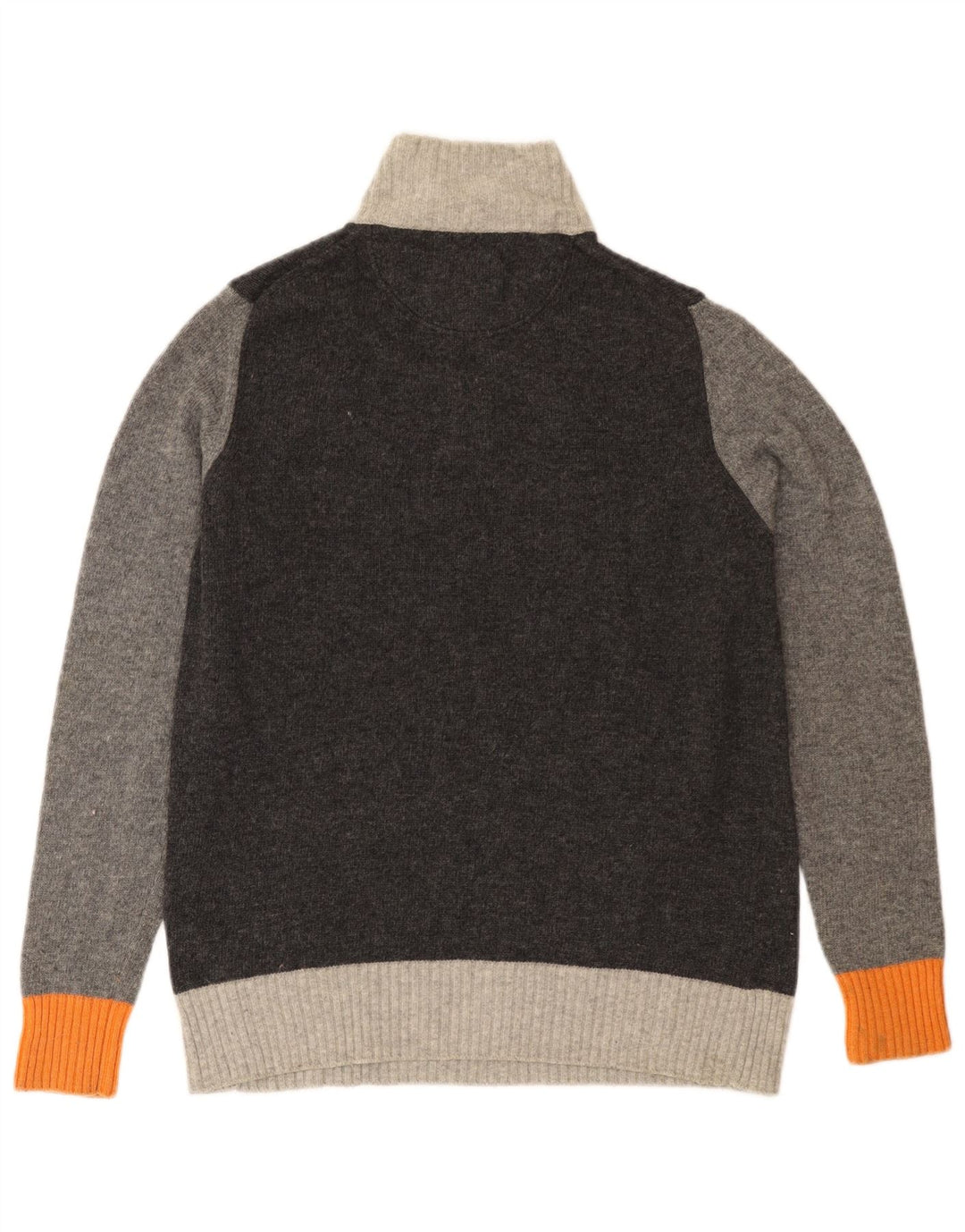 TRUSSARDI Mens Zip Neck Jumper Sweater Medium Grey Colourblock Wool