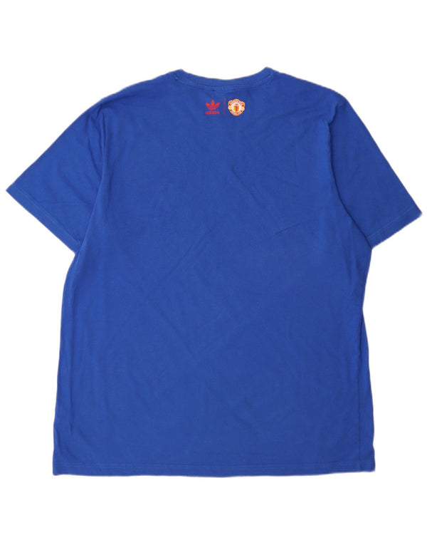 Adidas Mens Manchester United Graphic T-Shirt Top XL Blue Cotton