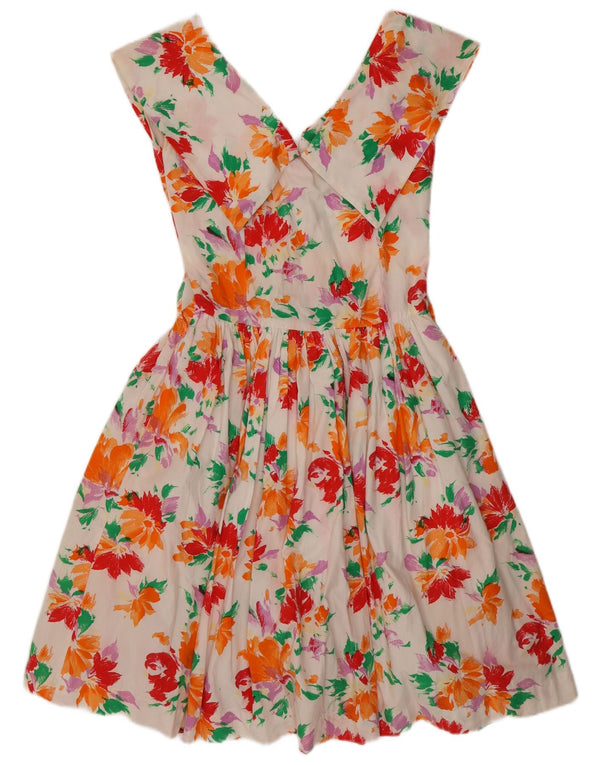Vintage Womens Sleeveless A-Line Dress IT 44 Medium Multicoloured Floral
