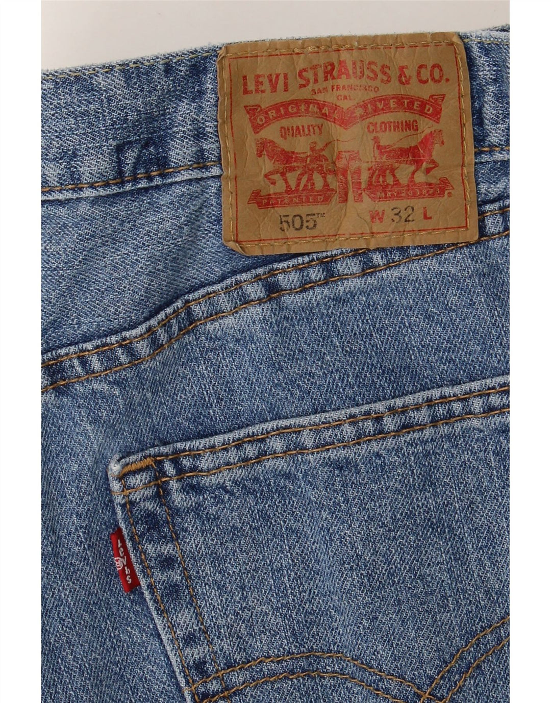 LEVI'S Womens 505 Distressed Denim Shorts W32 Large  Blue Vintage Levi's and Second-Hand Levi's from Messina Hembry 
