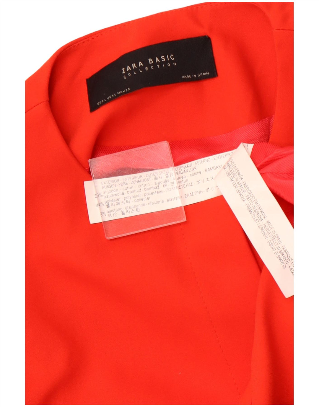 ZARA Womens 3/4 Sleeve Open Blazer Jacket UK 14 Large Orange Cotton