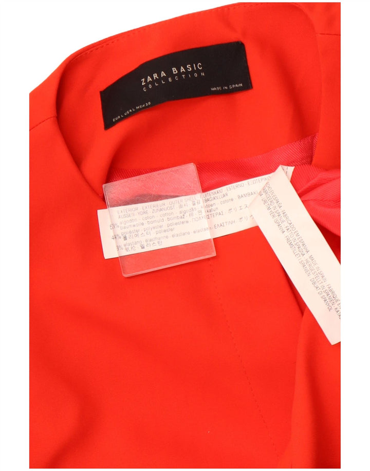 ZARA Womens 3/4 Sleeve Open Blazer Jacket UK 14 Large Orange Cotton