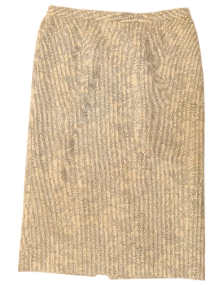 EASTEX Womens Corduroy Straight Skirt UK 14 Medium  Beige Floral Polyester