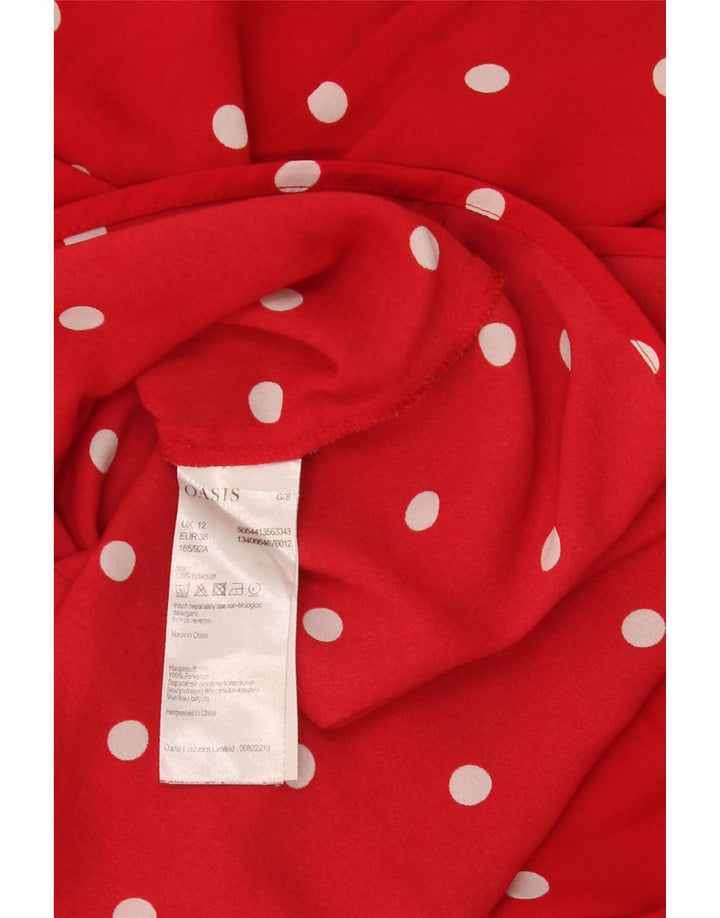 Oasis Womens Crop Off Shoulder Blouse Top UK 12 Medium Red Polka Dot