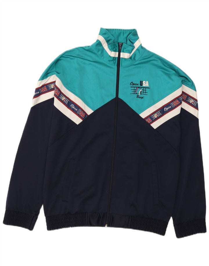 Brugi Mens USA Graphic Tracksuit Top Jacket Medium Navy Blue Colourblock