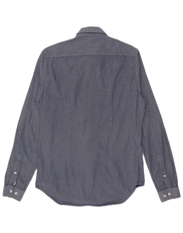 Zara Mens Slim Fit Shirt Small Navy Blue Gingham
