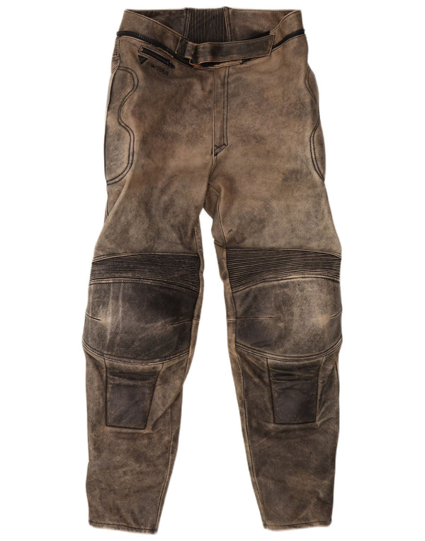 MODEKA Mens Biker Trousers Size 58 3XL W36 L31 Grey Tie Dye Leather