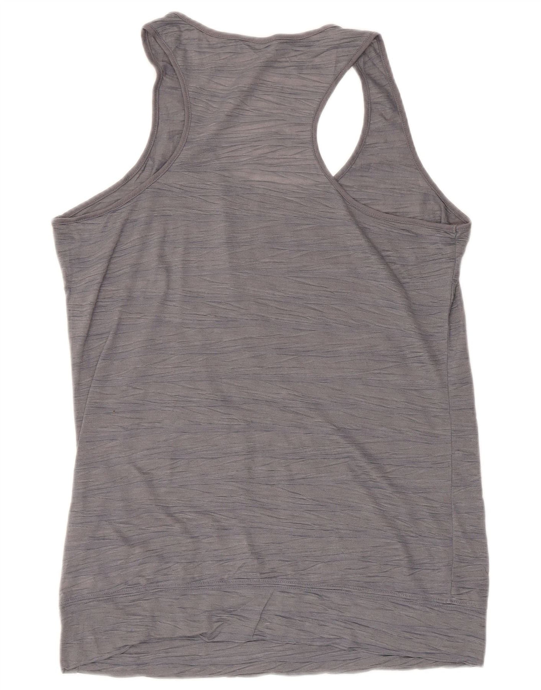 CALVIN KLEIN Womens Vest Top UK 14 Large Grey Striped Polyester