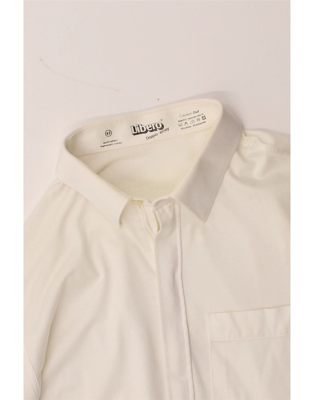 LIBERO Mens Shirt Size 42 Large White Cotton Vintage Libero and Second-Hand Libero from Messina Hembry 