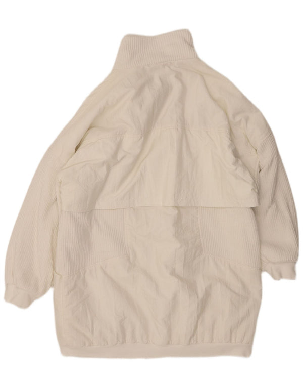 VINTAGE Womens Oversized Windbreaker Coat EU 38 Medium White Polyamide