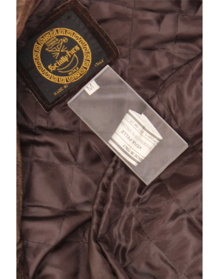 Vintage Womens Suede Jacket UK 14 Medium Brown Leather