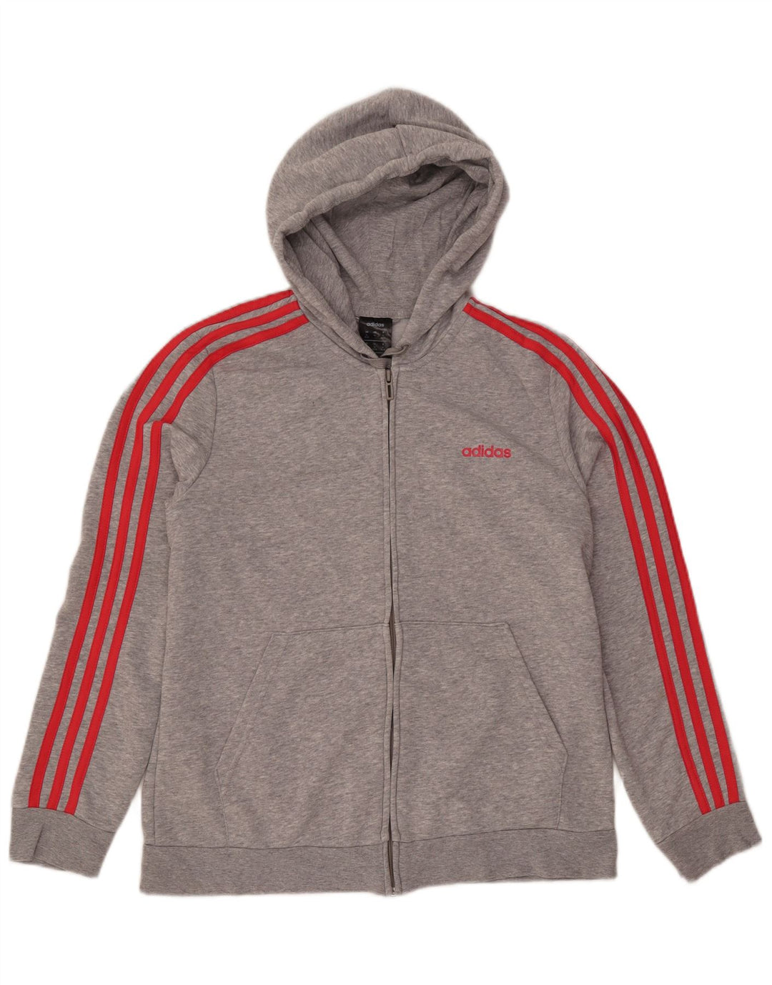 ADIDAS Womens Zip Hoodie Sweater UK 20/22 XL Grey Flecked Cotton