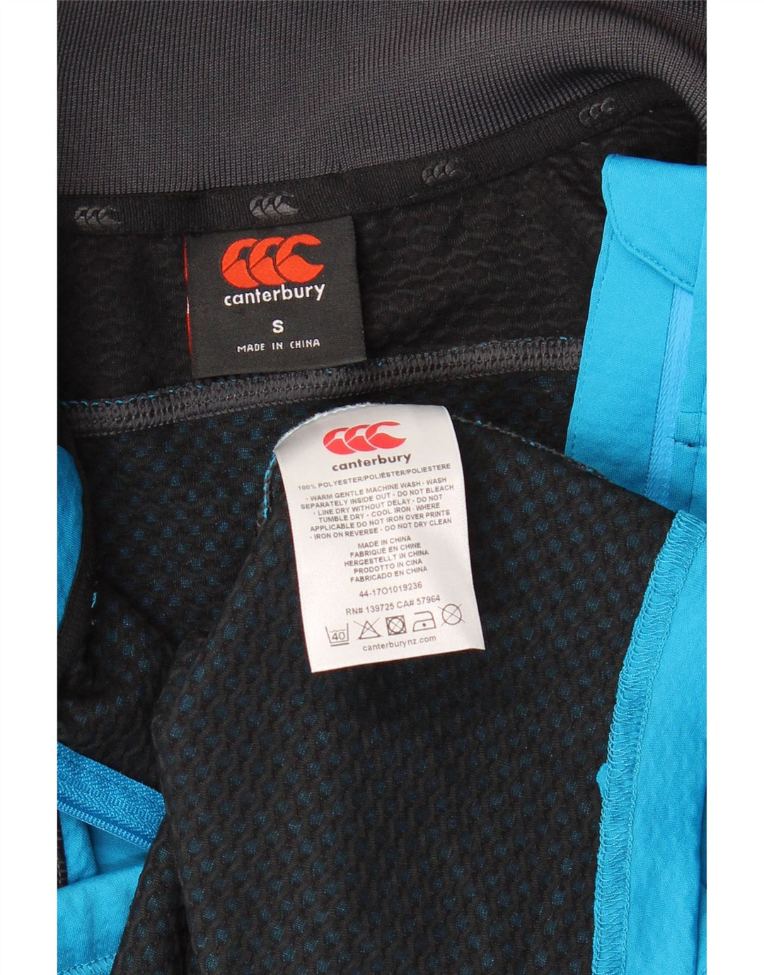 Canterbury Mens Zip Neck Pullover Tracksuit Top Small Blue Colourblock