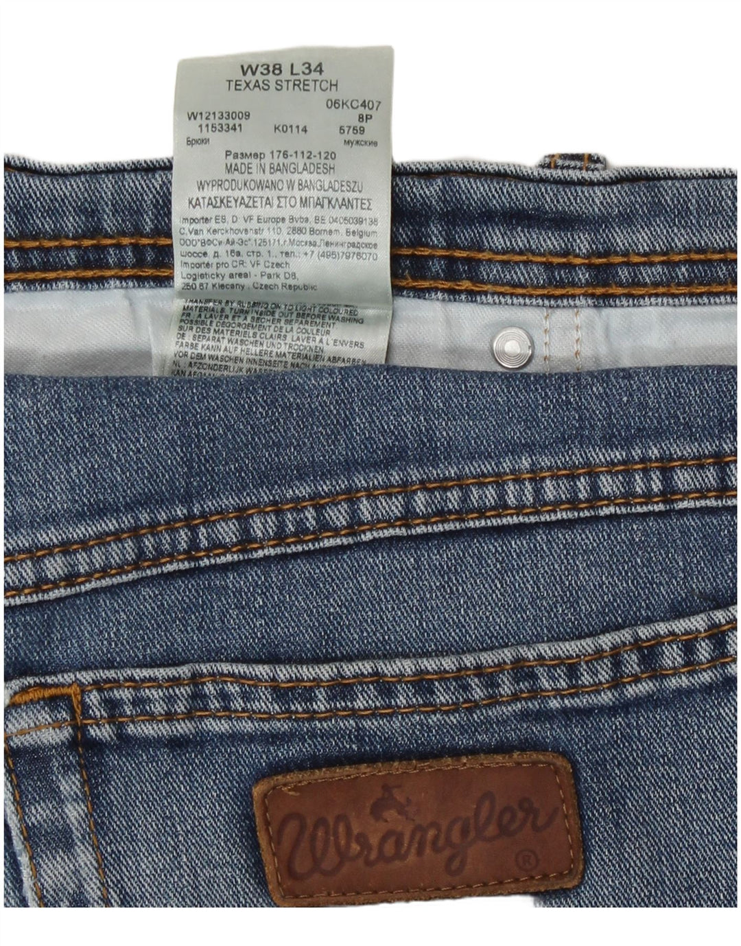 Wrangler Mens Straight Jeans W38 L31 Blue Cotton