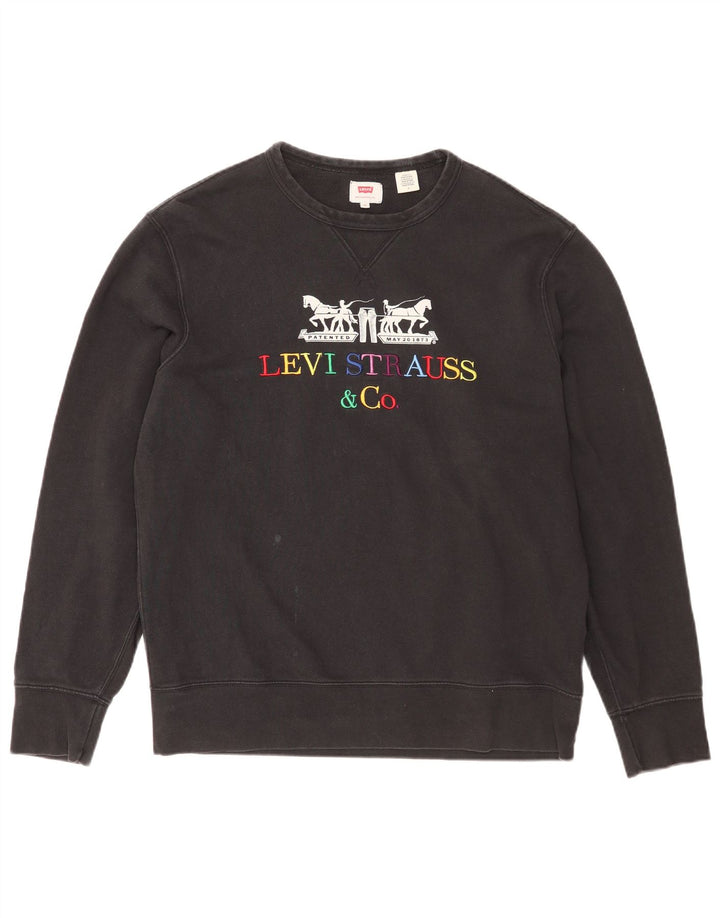 Levi's Mens Graphic Sweatshirt Jumper Medium Black Cotton