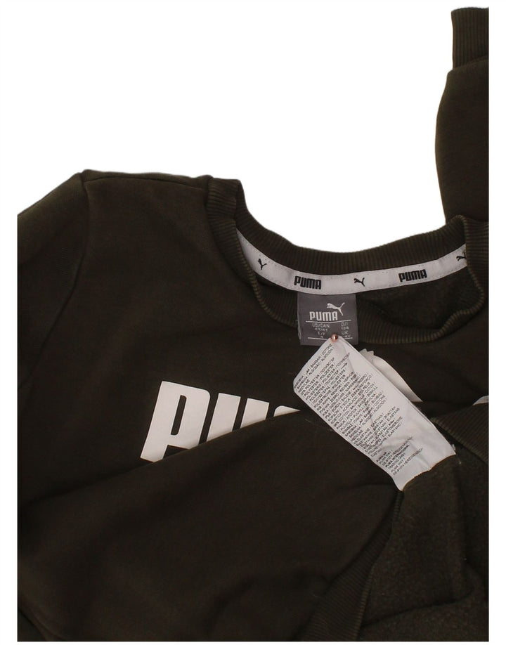 PUMA Boys Graphic Sweatshirt Jumper 3-4 Years Khaki Cotton