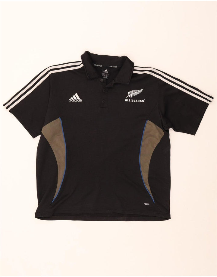 ADIDAS Mens New Zealand Polo Shirt UK 44/46 Large Black Colourblock