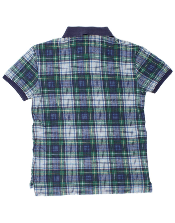 POLO RALPH LAUREN Mens Custom Slim Fit Polo Shirt Small Blue Check Cotton
