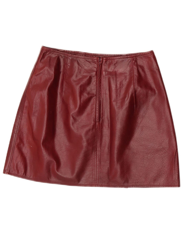 Conbipel Womens Mini Leather Skirt IT 44 Medium W27  Maroon Leather
