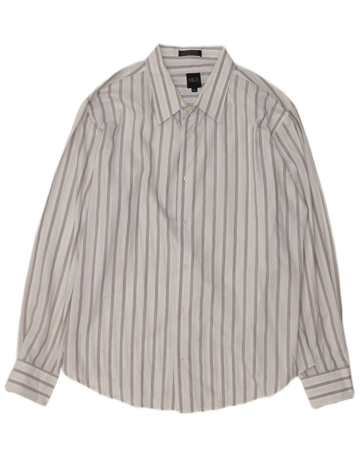 BKE Mens Shirt XL Blue Striped Cotton