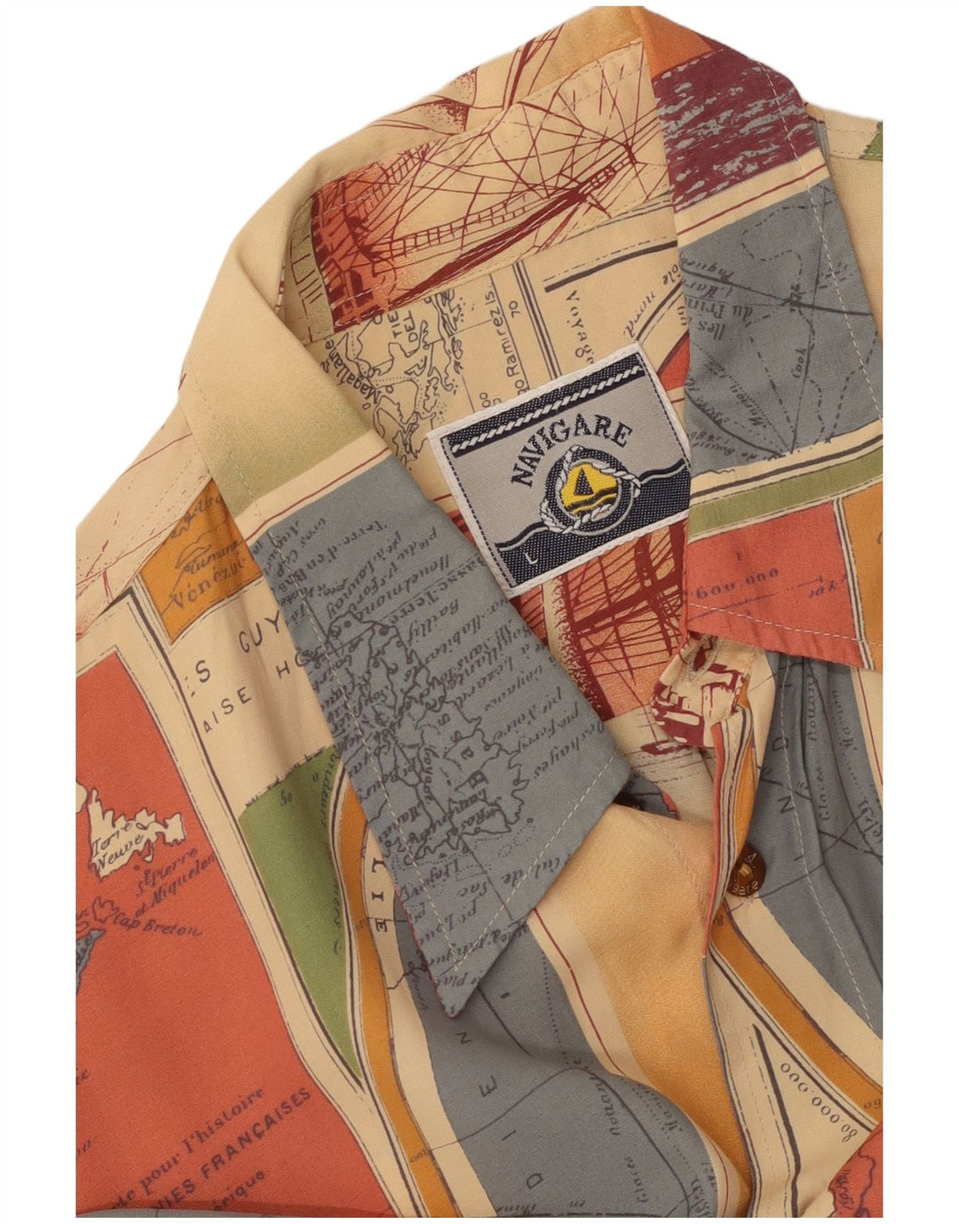 NAVIGARE Mens Short Sleeve Shirt Large Multicoloured Patchwork