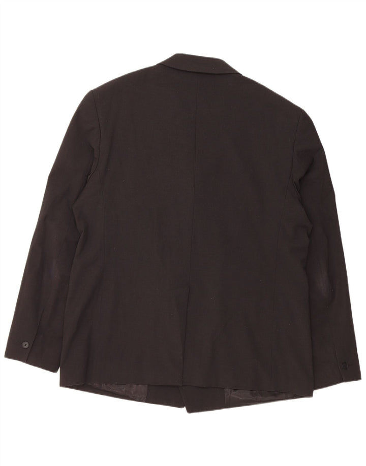 Zara Mens Double Breasted Blazer Jacket EU 52 Large Black Wool