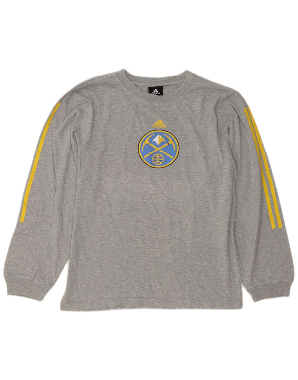 Adidas Mens Denver Nuggets Graphic Top Long Sleeve Medium Grey Flecked