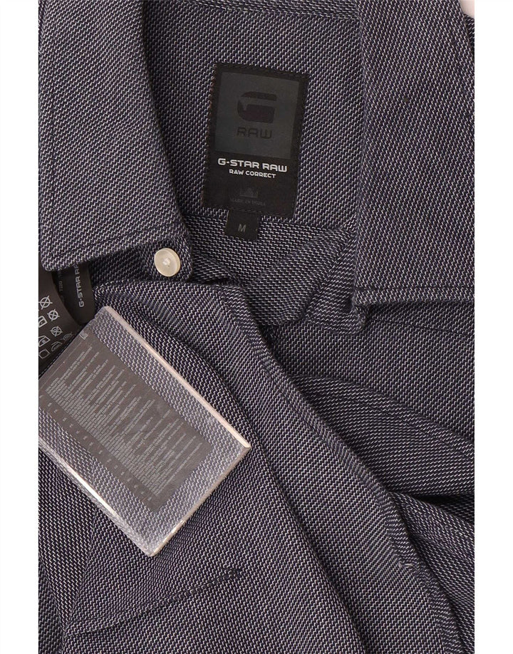 G-Star Mens Shirt Medium Navy Blue Geometric Cotton