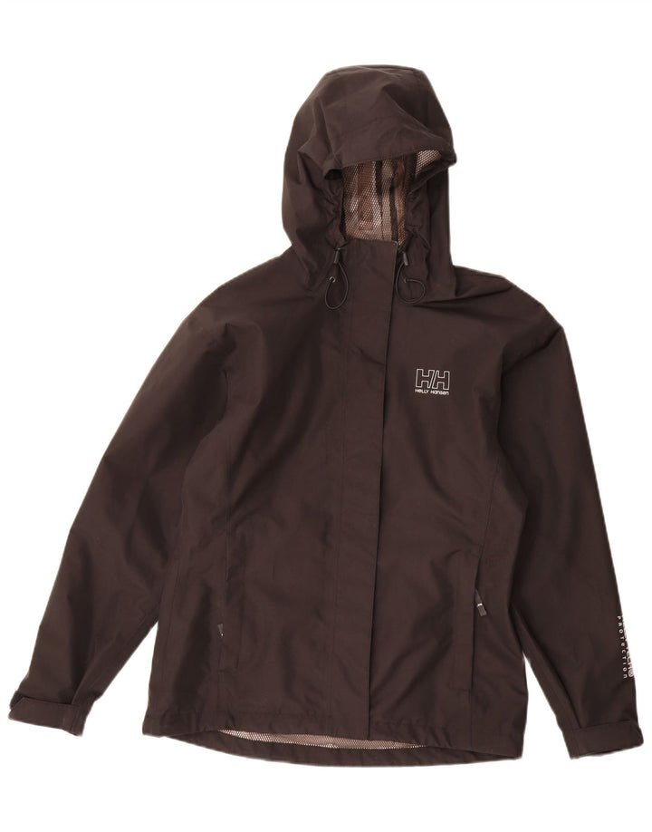 Helly Hansen Womens Hooded Rain Jacket UK 14 Medium Black Polyester