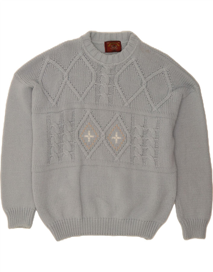 TOBIA SYSTEM Mens Crew Neck Jumper Sweater XL Blue Wool Vintage Tobia System and Second-Hand Tobia System from Messina Hembry 