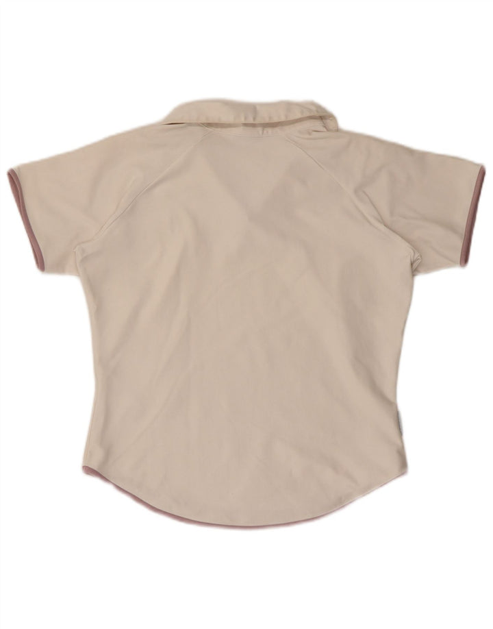 NIKE Womens Dri Fit Crop Polo Shirt US 8/10 Medium White Polyester