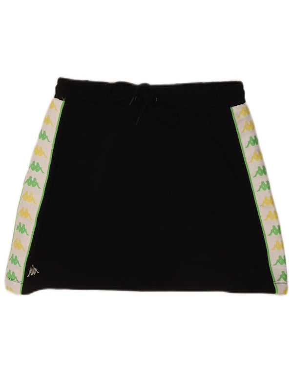 Kappa Womens Graphic Skirt UK 14 Medium Black Colourblock Cotton