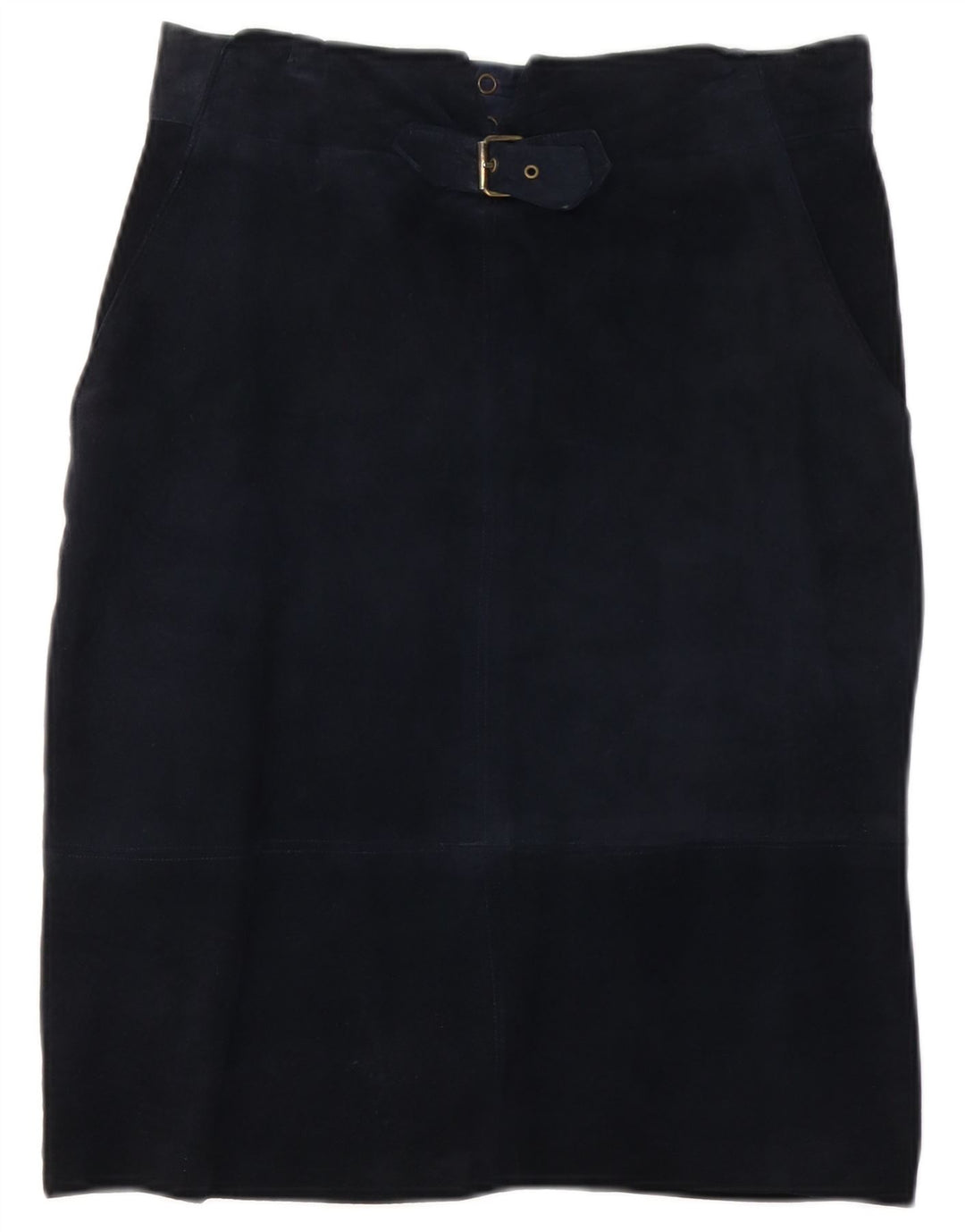 Vintage Womens Suede Straight Skirt W30 Medium Navy Blue