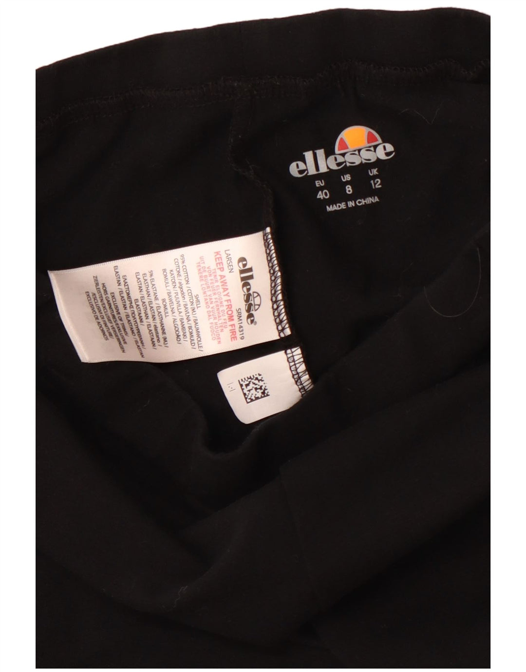 ELLESSE Womens Sport Shorts UK 12 Medium  Black Cotton