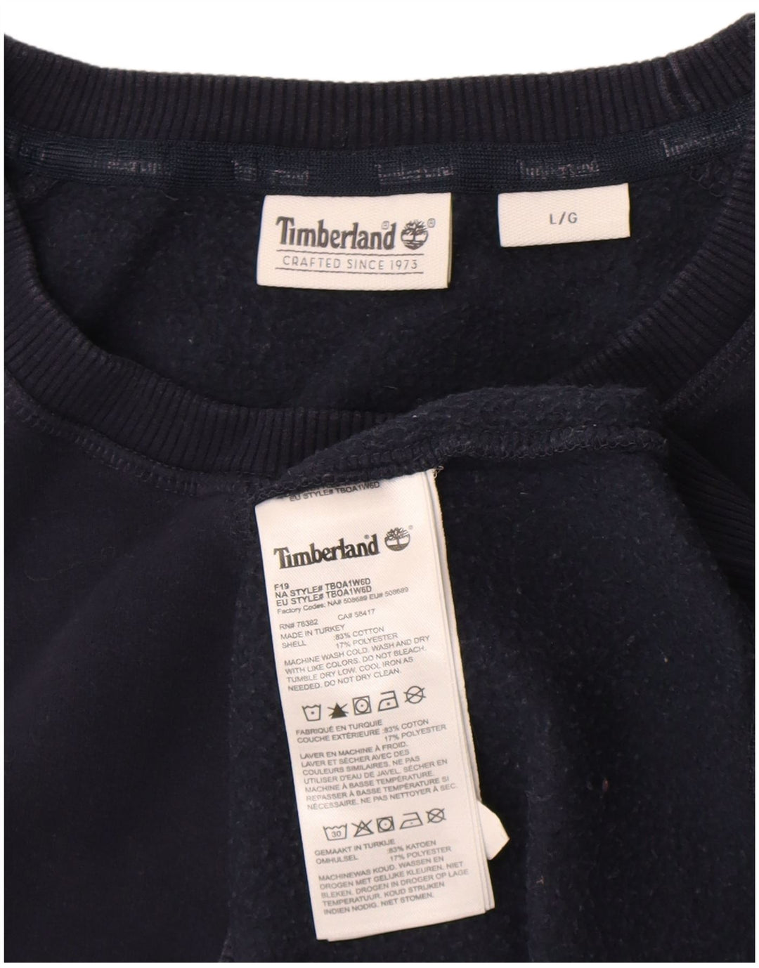 Timberland Mens Sweatshirt Jumper Large Navy Blue Cotton