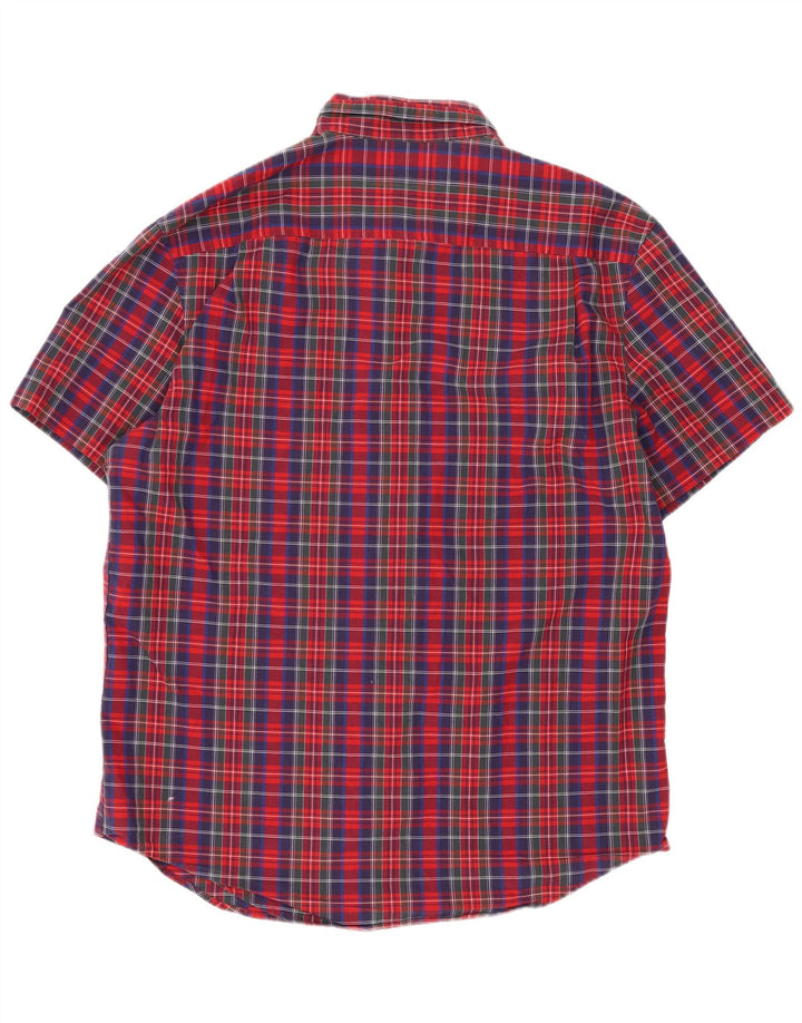 Penguin Mens Short Sleeve Shirt Medium Red Check Cotton