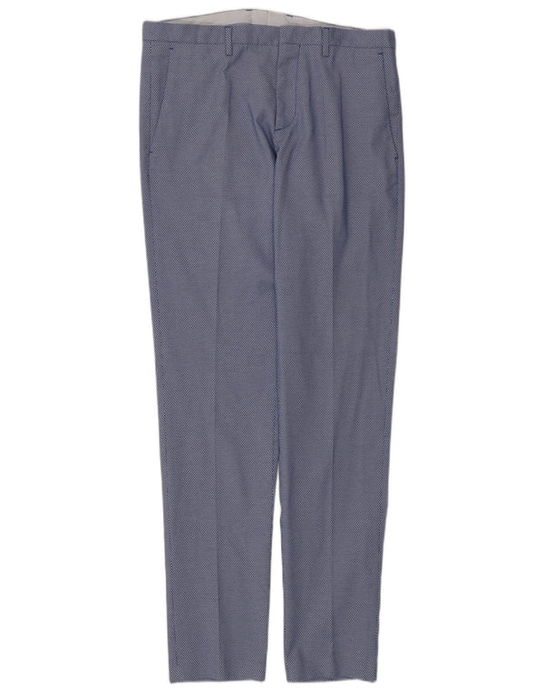 Zara Mens Slim Suit Trousers EU 44 Large W34 L33 Blue Geometric