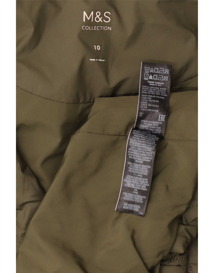 Marks & Spencer Womens Oversized Hooded Quilted Overcoat UK 10 Small Khaki