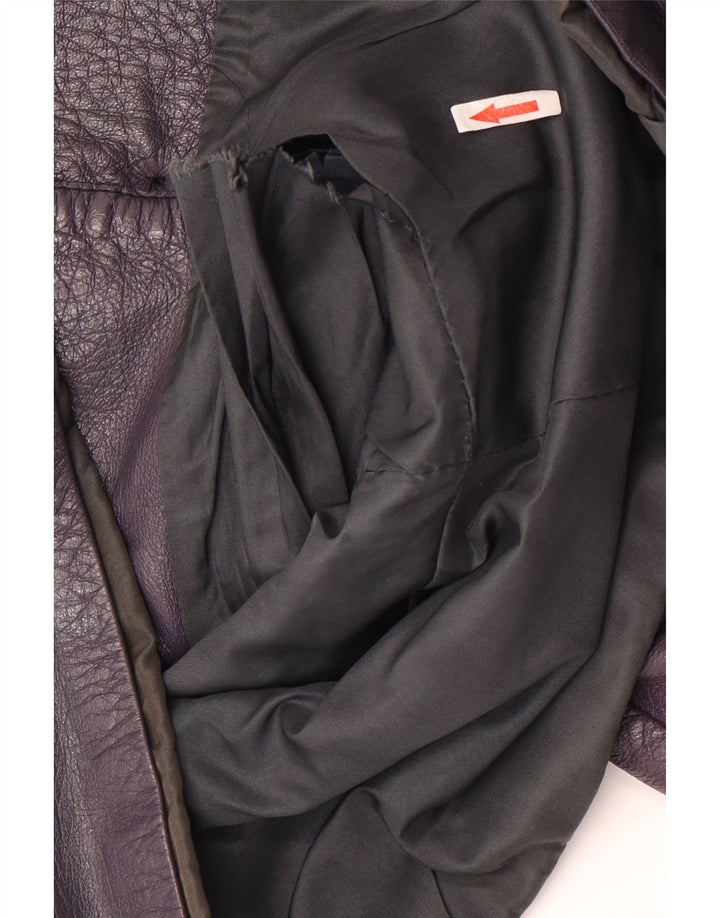 Vintage Womens 2 Button Leather Blazer Jacket UK 8 Small Purple